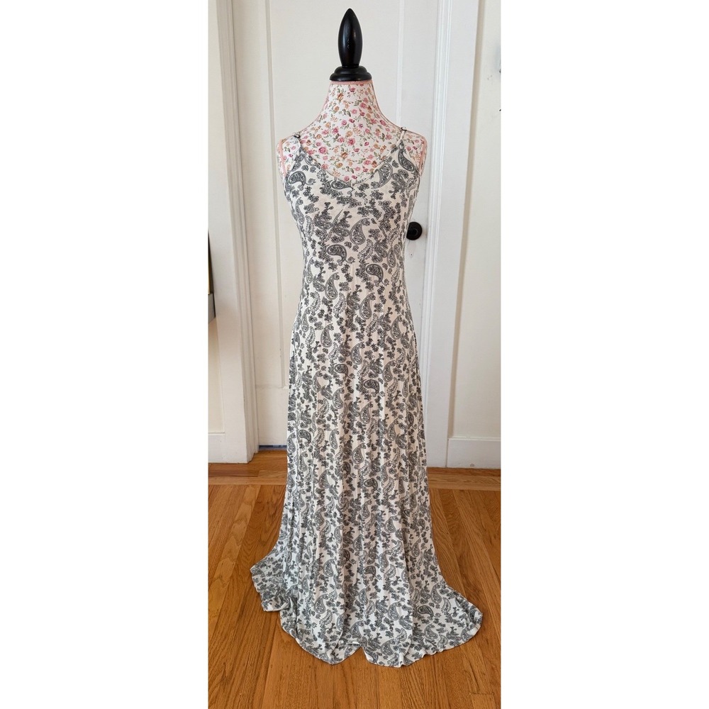 ASOS Womens Paisley Maxi‎ Dress Black White Spaghetti Strap Tie Back Size 2